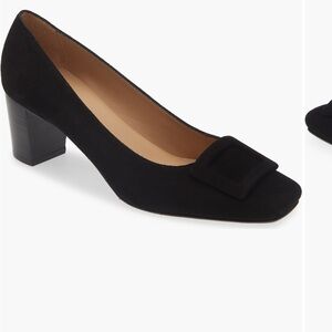 Ann Mashburn Buckle Black Suede Pump 7.5 US/37.5 EU